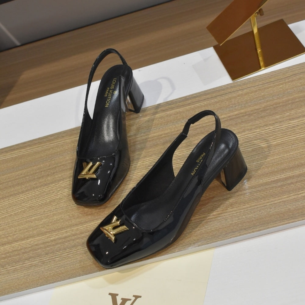 LOUIS VUITTON SWING SLINGBACK HIGH HEELS BLACK 1AGUC8