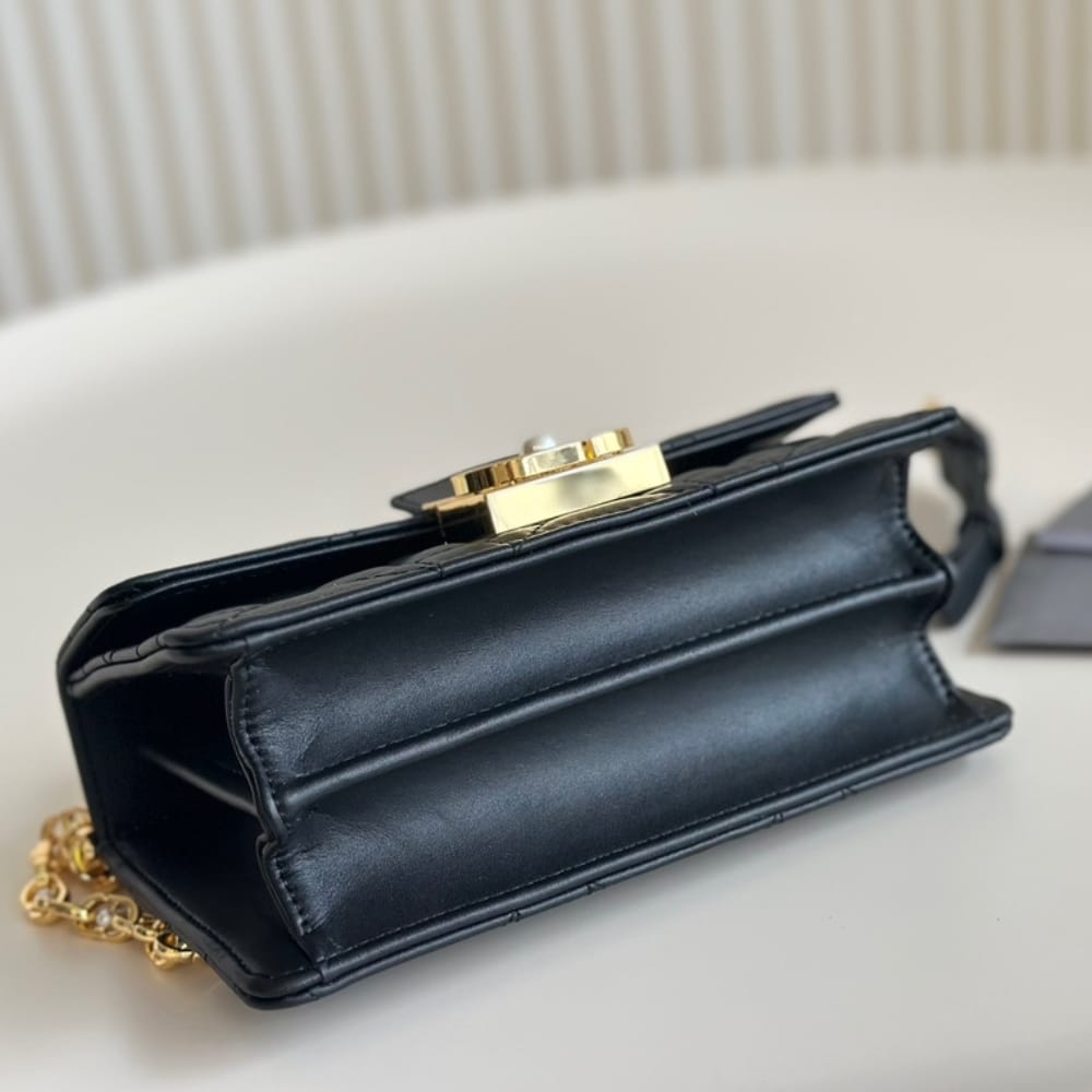 DIOR MINI DIOR ANGE BAG MACROCANNAGE BLACK 20CM M4401UNMZM900 E03