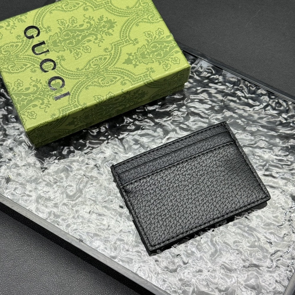GUCCI ANIMALIER LEATHER CARD CASE BLACK 10CM 523685 DJ20T 1000