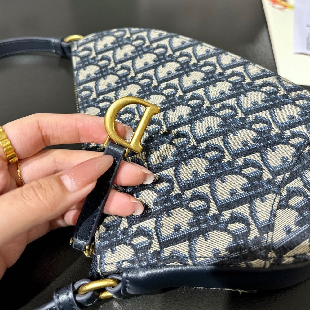 DIOR SADDLE RODEO POUCH BLUE OBLIQUE JACQUARD 20CM