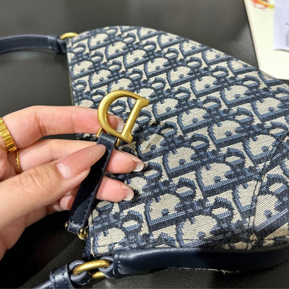 DIOR SADDLE RODEO POUCH BLUE OBLIQUE JACQUARD 20CM
