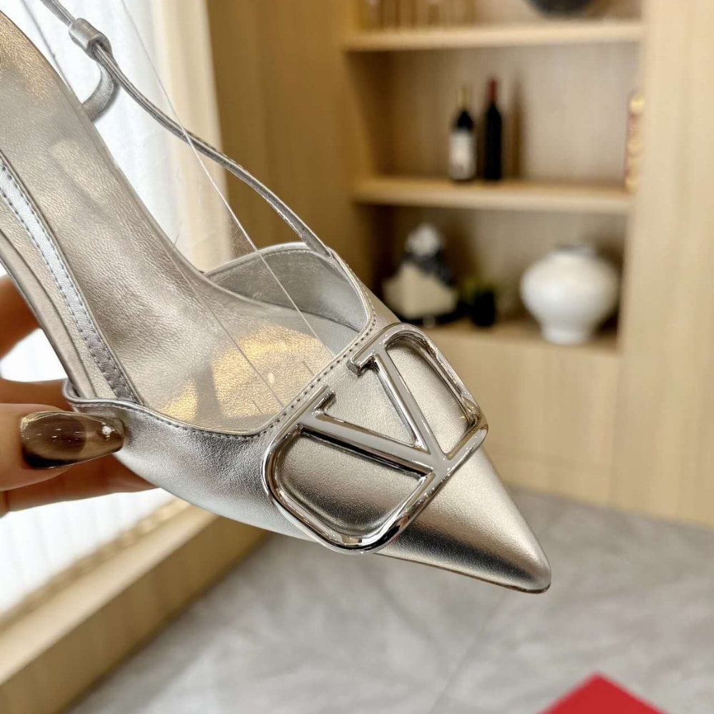 VALENTINO VLOGO SIGNATURE SLINGBACK PUMP IN SILVER 3W0S0R01YJS S13