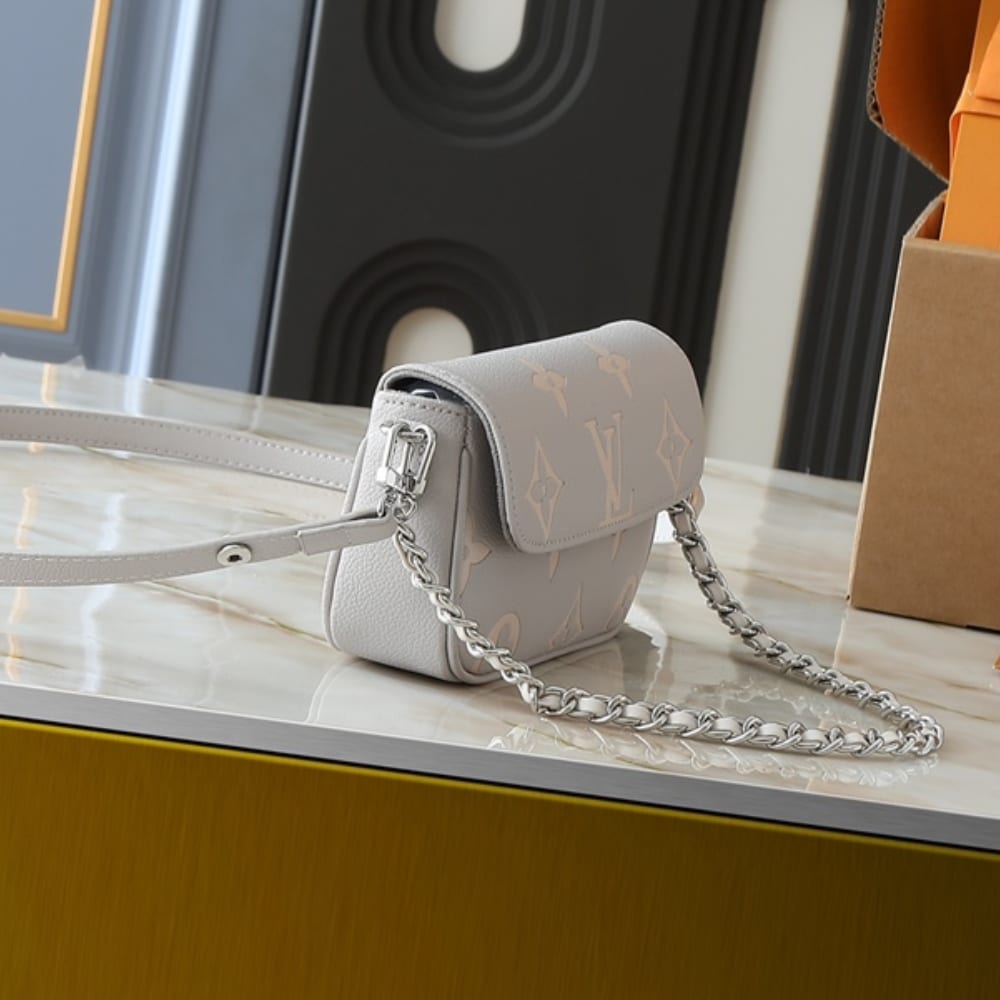 LOUIS VUITTON WALLET ON CHAIN IVY BRUME GRAY 23CM M14225