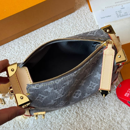 LOUIS VUITTON SIDE TRUNK MM BAG DENIM GREY 23CM M13285
