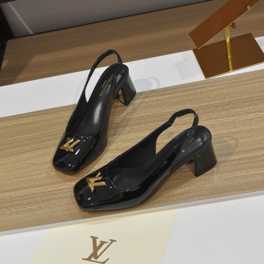 LOUIS VUITTON SWING SLINGBACK HIGH HEELS BLACK 1AGUC8