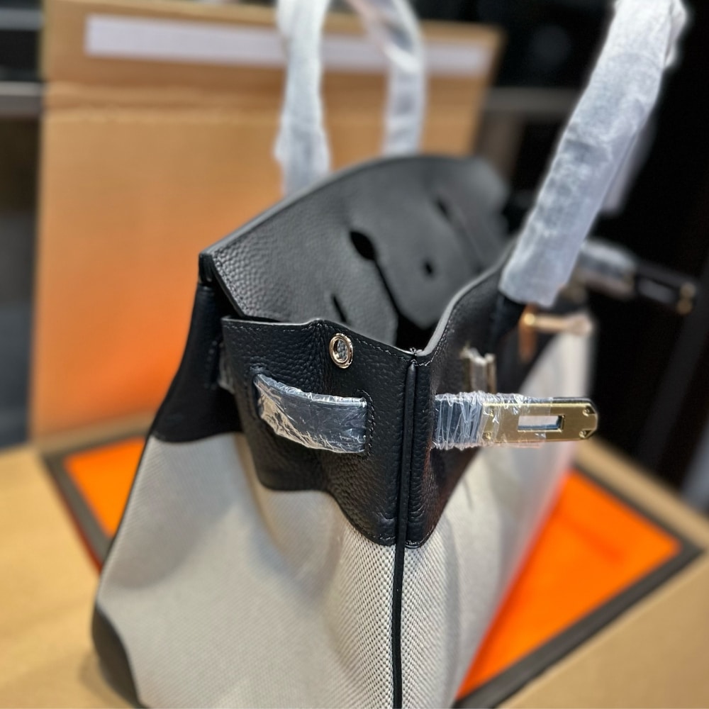 HERMES BIRKIN 25 TOILE H BLACK 25CM