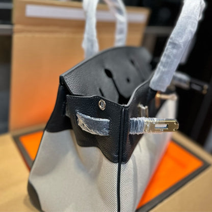 HERMES BIRKIN 25 TOILE H BLACK 25CM