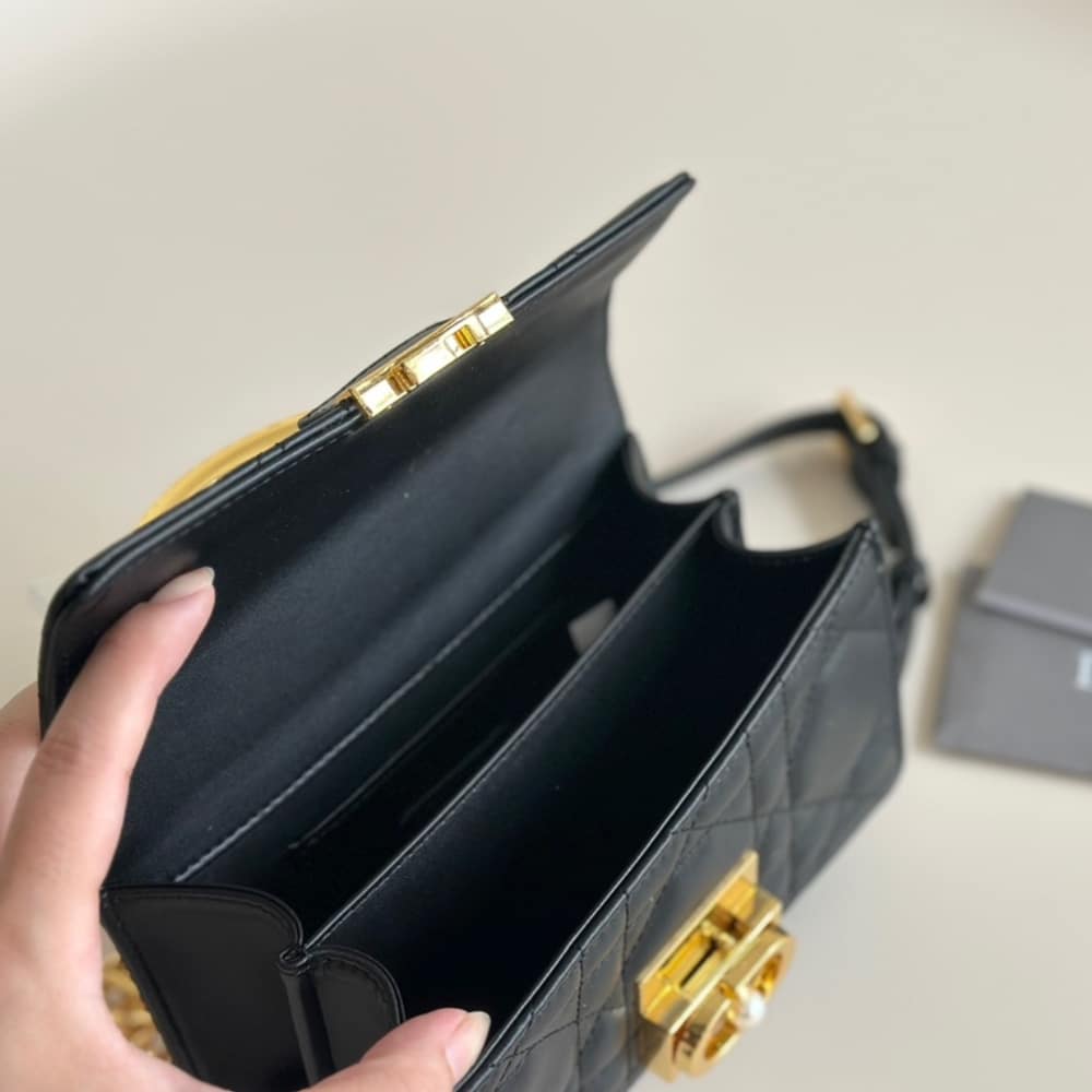 DIOR MINI DIOR ANGE BAG MACROCANNAGE BLACK 20CM M4401UNMZM900 E03