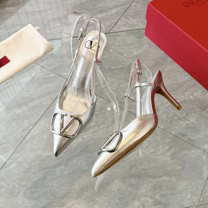 VALENTINO VLOGO SIGNATURE SLINGBACK PUMP IN SILVER 3W0S0R01YJS S13