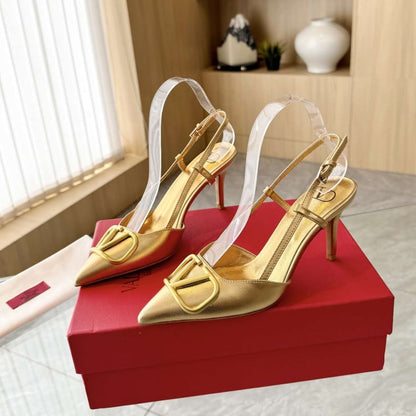 VALENTINO VLOGO SIGNATURE SLINGBACK PUMP IN GOLD