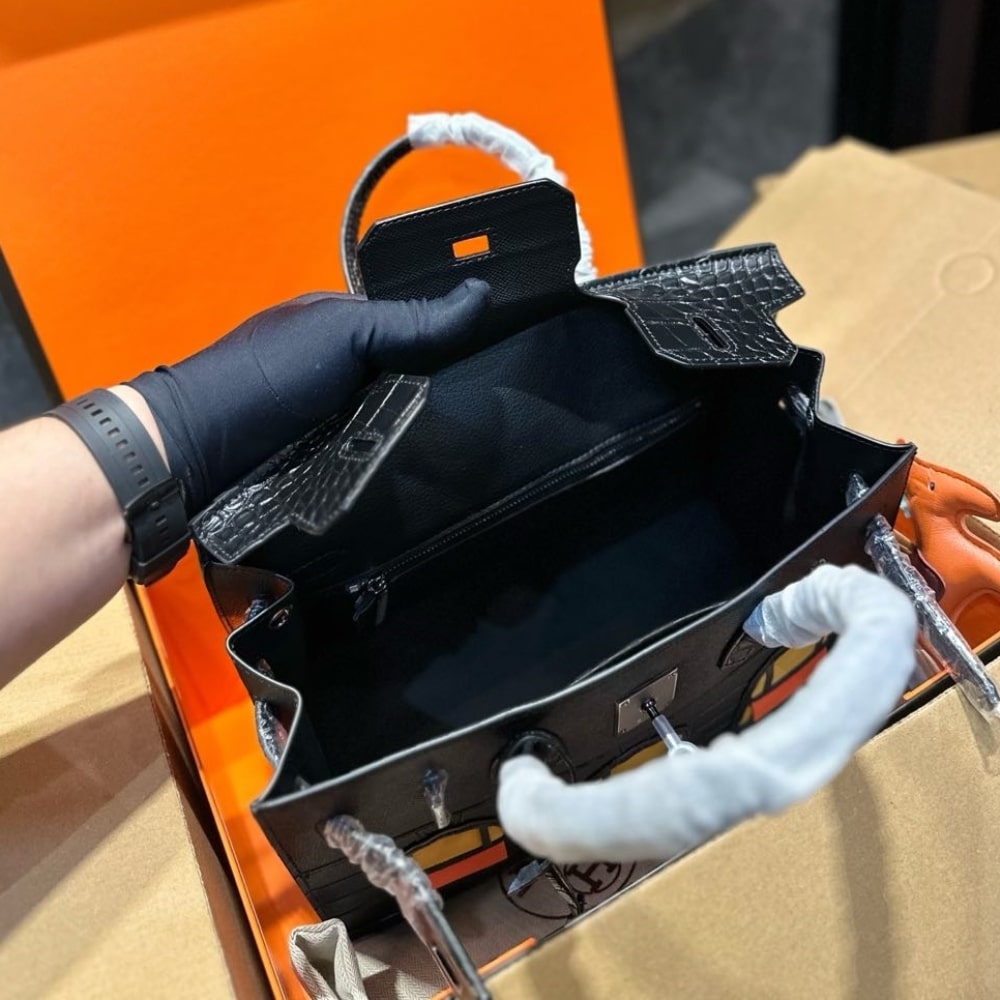 HERMES BIRKIN 20 SAC FAUBOURG ALLIGATOR BLACK MATTE 20CM