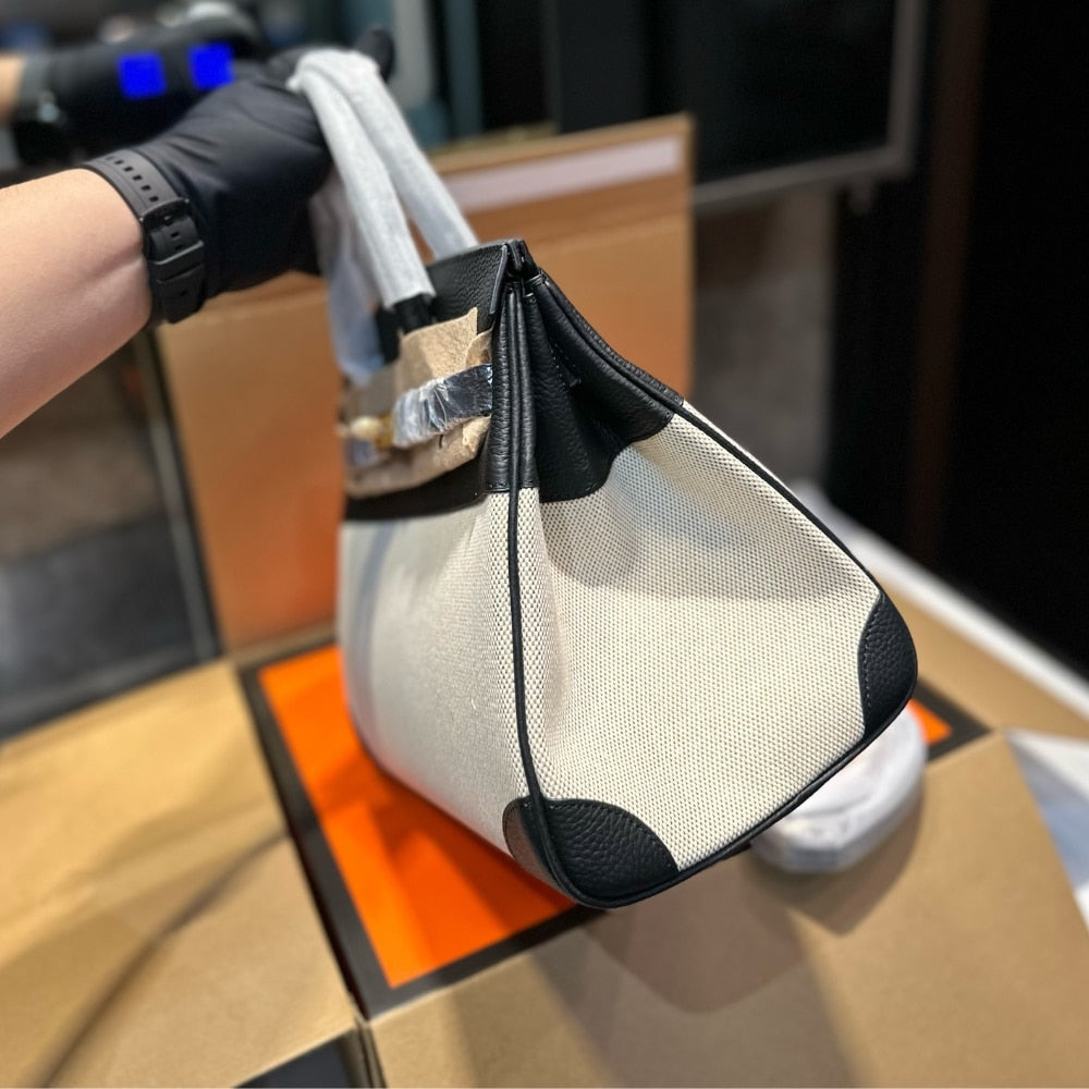 HERMES BIRKIN 25 TOILE H BLACK 25CM