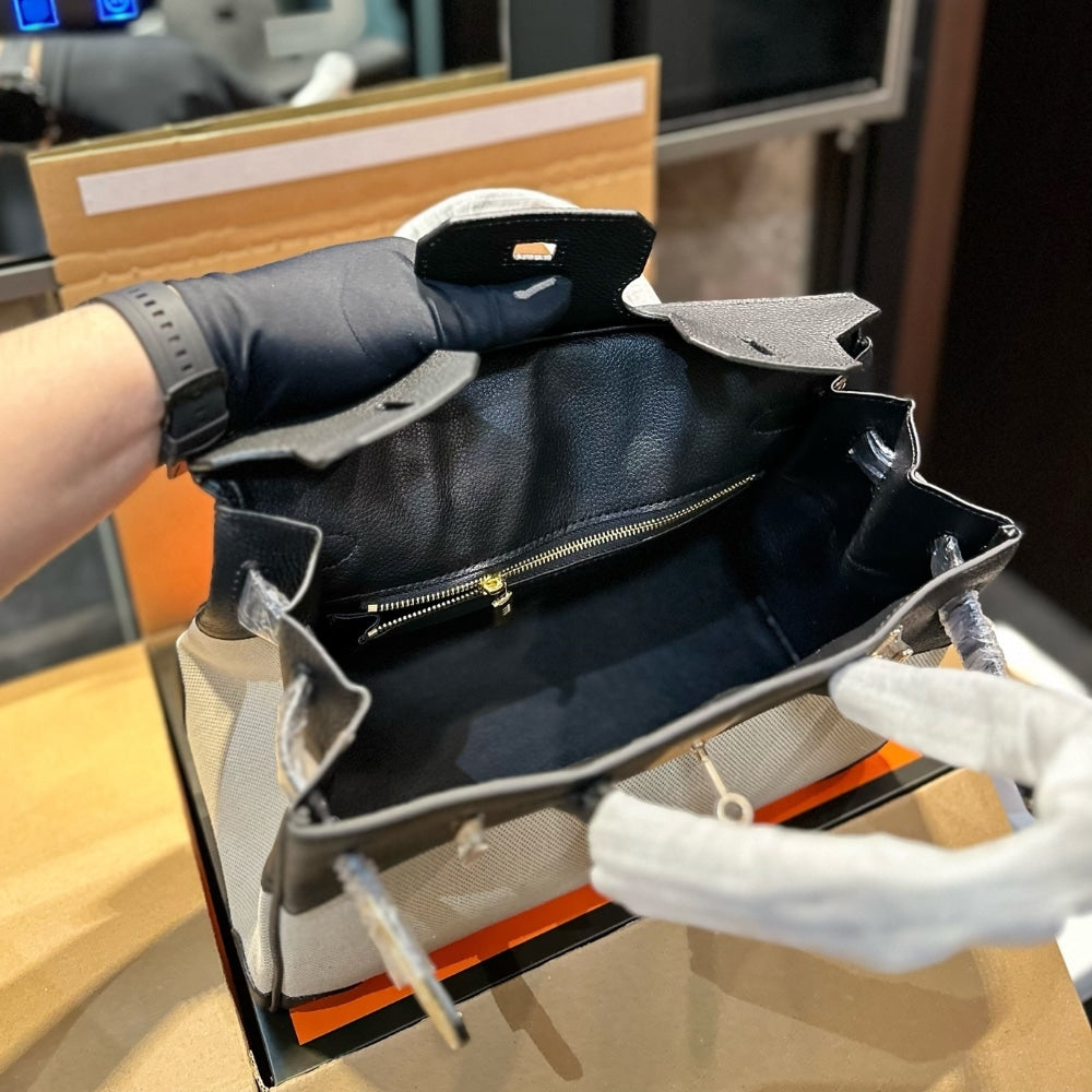 HERMES BIRKIN 25 TOILE H BLACK 25CM