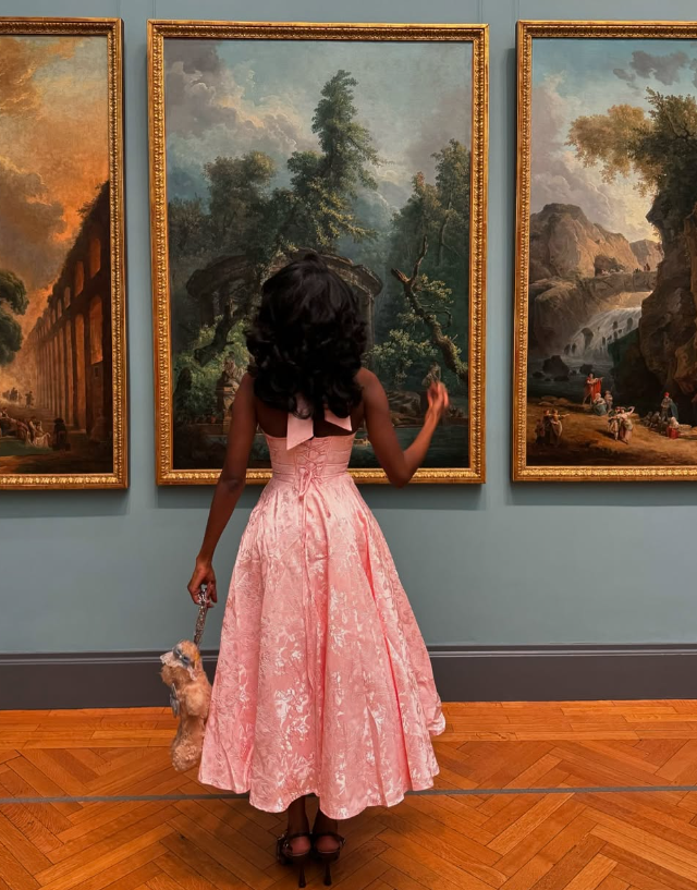 Unique A Line Halter V Neck Print Flower Pink Satin Prom Dress Evening Dress SH2343