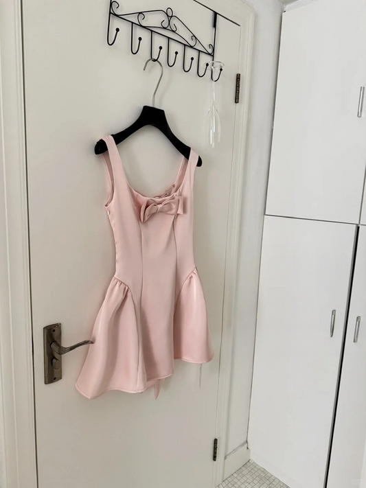 Cute A Line Straps Pink Satin Short Homecoming Dress Birthday Dress SH3149