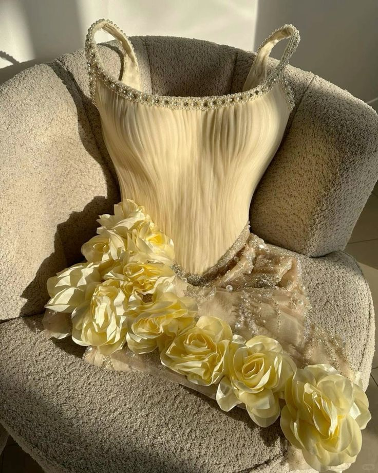 Classy Yellow 3D Flowers Short Birthday Dress Homecoming Dress Cocktail Dress  S370