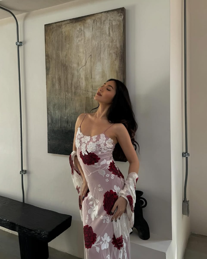 Vintage A Line Spaghetti Straps Beaded Chiffon Prom Dress Evening Dress SH1989