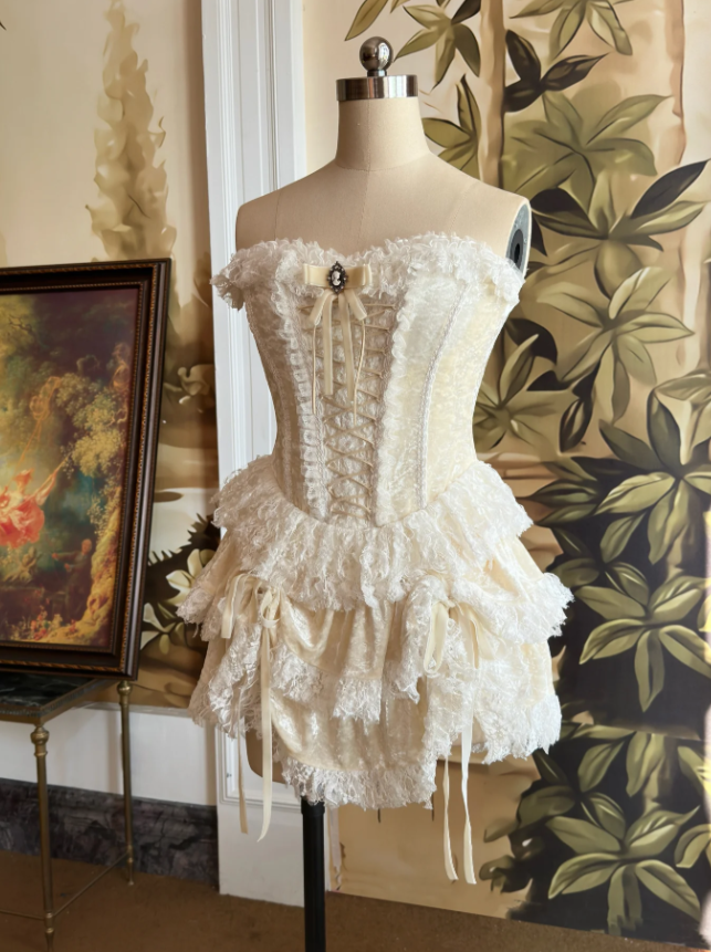 Sweet Sweetheart Neck Light Yellow Lace Layered Short Birthday Dress Formal 8th Grade Homecoming Dress S875