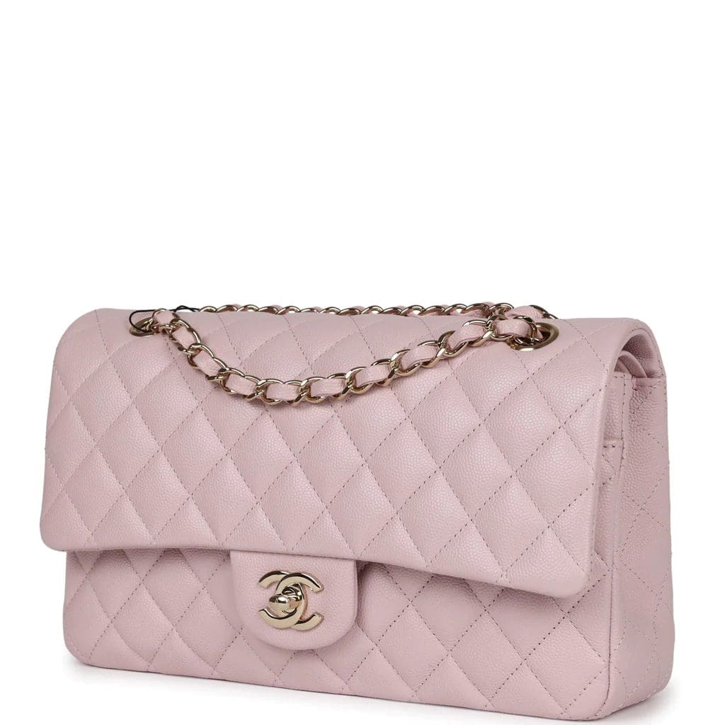 Chanel Medium Classic Double Flap Light Pink Caviar Light Gold Hardware