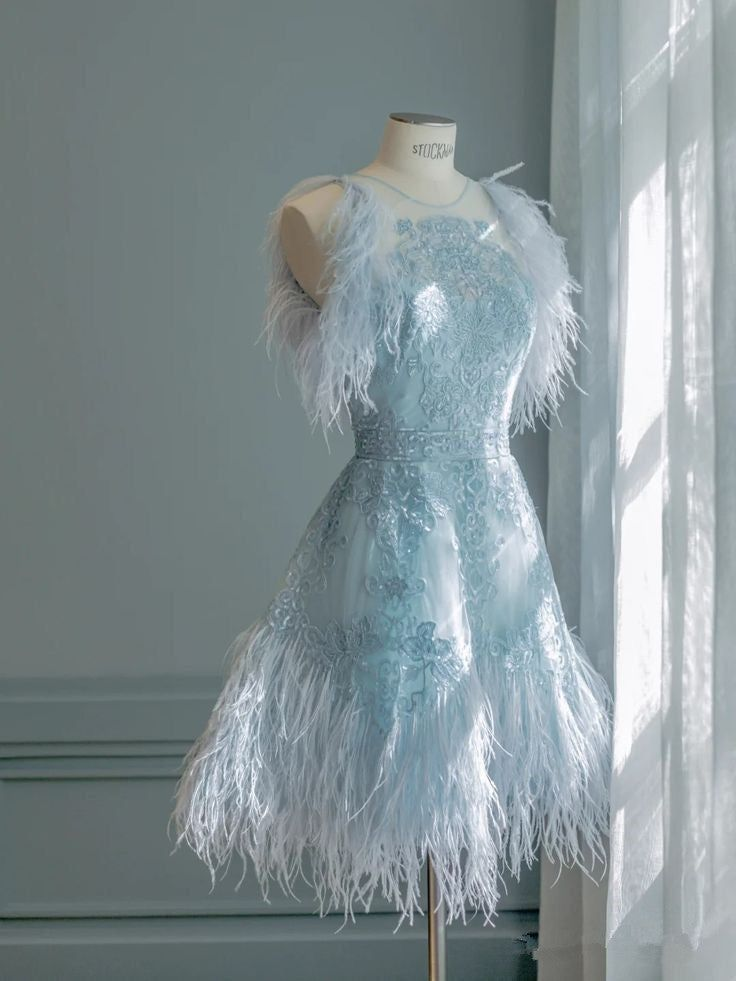 Beautiful A Line Short Blue Birthday Outfits Homecoming Dress For Teens S641