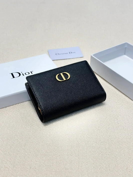 Dior Leather Black Wallet 13.5x9.5x3.5cm