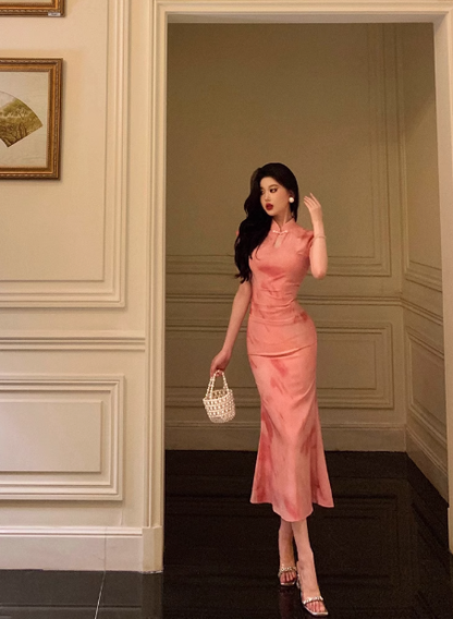 Sexy Mermaid High Neckline Pink 18th Birthday Dress Long Party Birthday Outfits For Women For Women DP0182