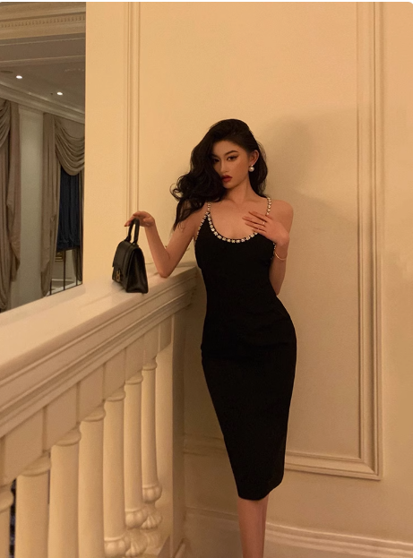 Sexy Sheath Spaghetti Straps Black 21st Birthday Dress Party Gown Birthday Outfits Birthday Dress Ideas For Women DP2318