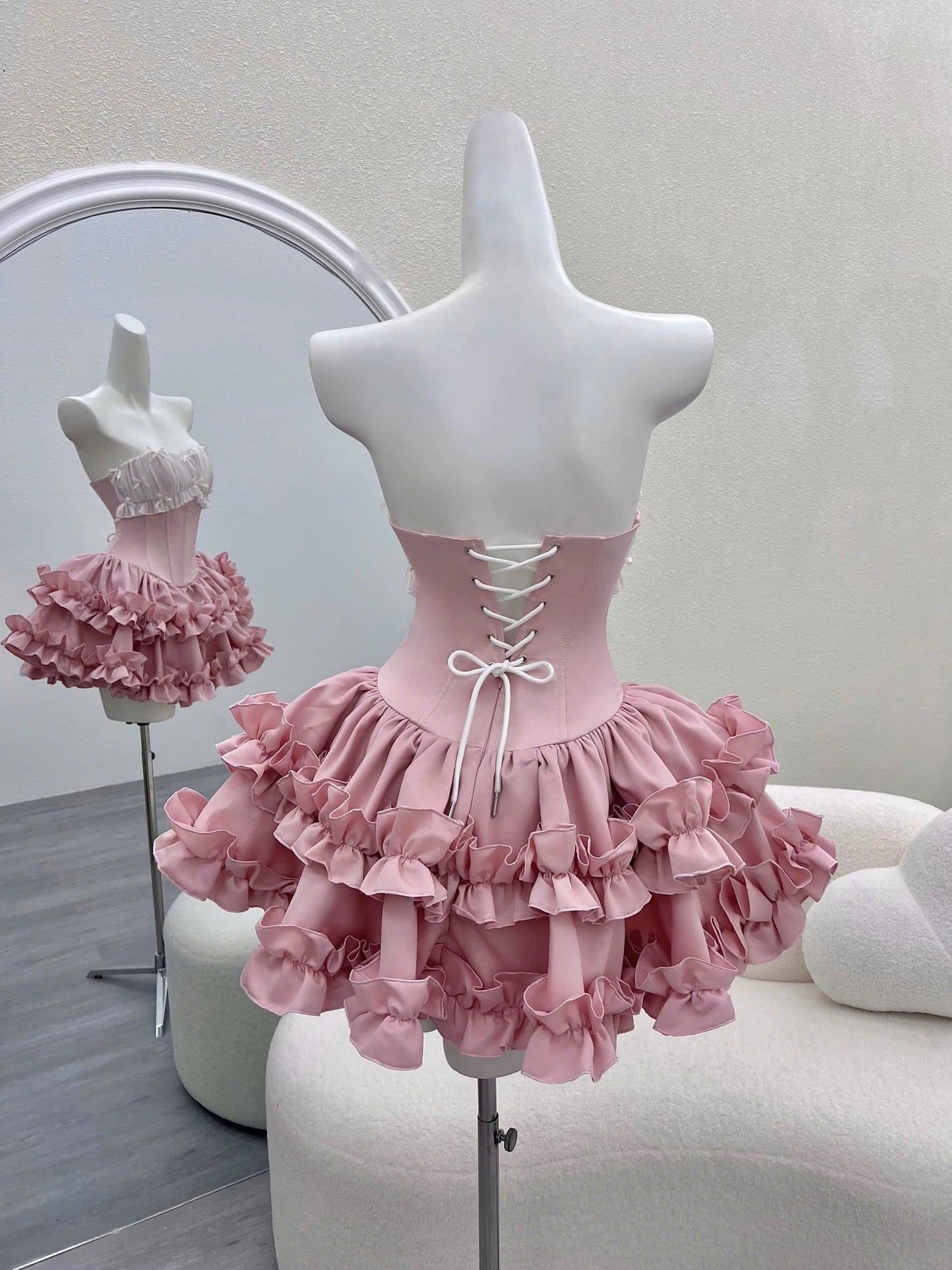 Cute Ball Gown Strapless Pink Party Dresses Short Formal Homecoming Dresses Night Chic Elegant Short Dresses Cocktail Dress 16th Birthday Outfits Hoco Dresses DH2759