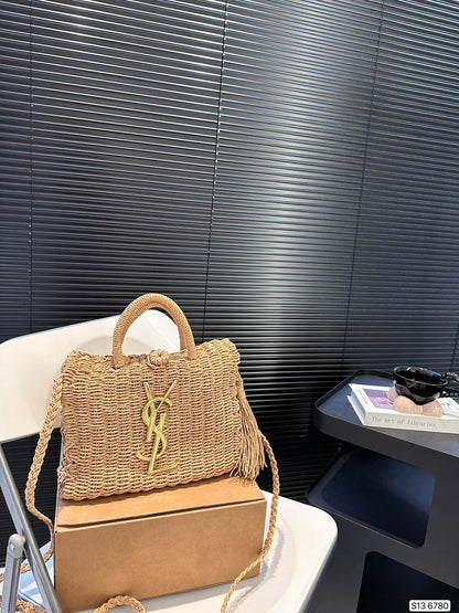 SAINT LAURENT YSL Vacation Woven Tote Bag 27x18cm