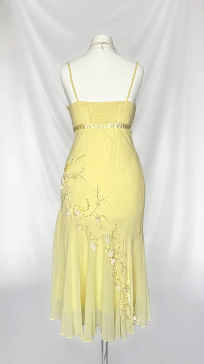 Yellow Beaded Short Homecoming Dress Cute Elegant Chiffon Birthday Dress gh4445