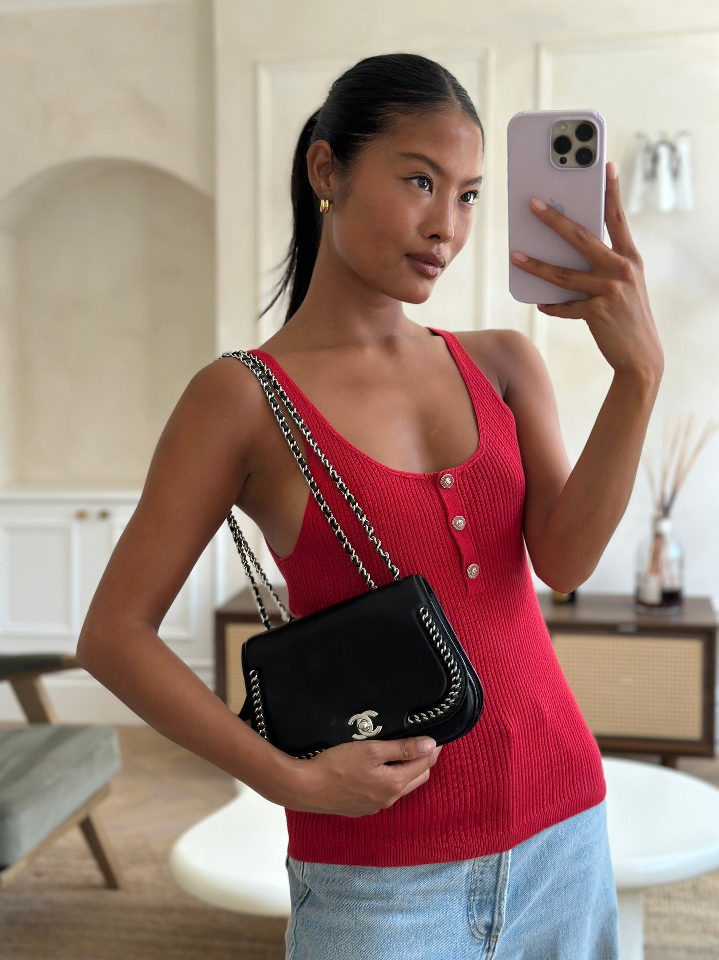 Chanel Braided Chic Flap Bag in Black Lambskin Leather with Silver Hardware