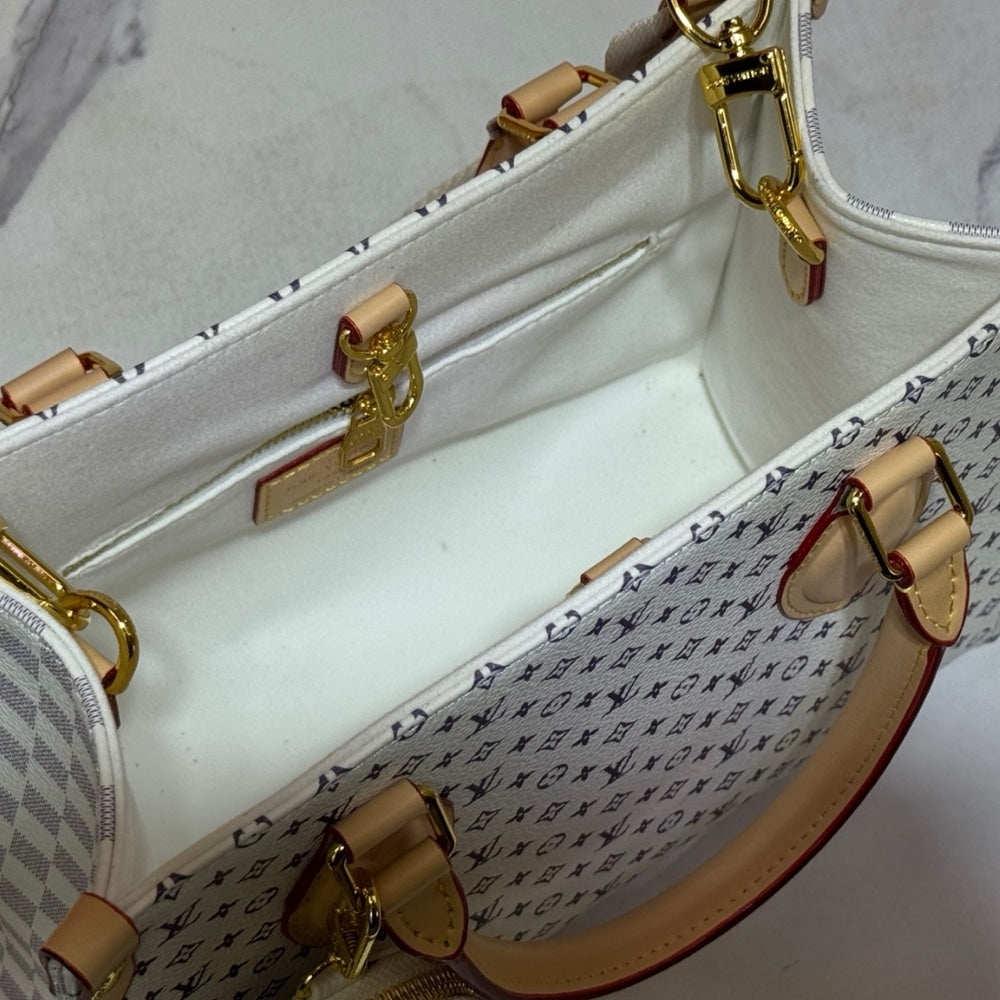 LOUIS VUITTON ONTHEGO PM AZURE BLUE AND SAND 25CM M15138
