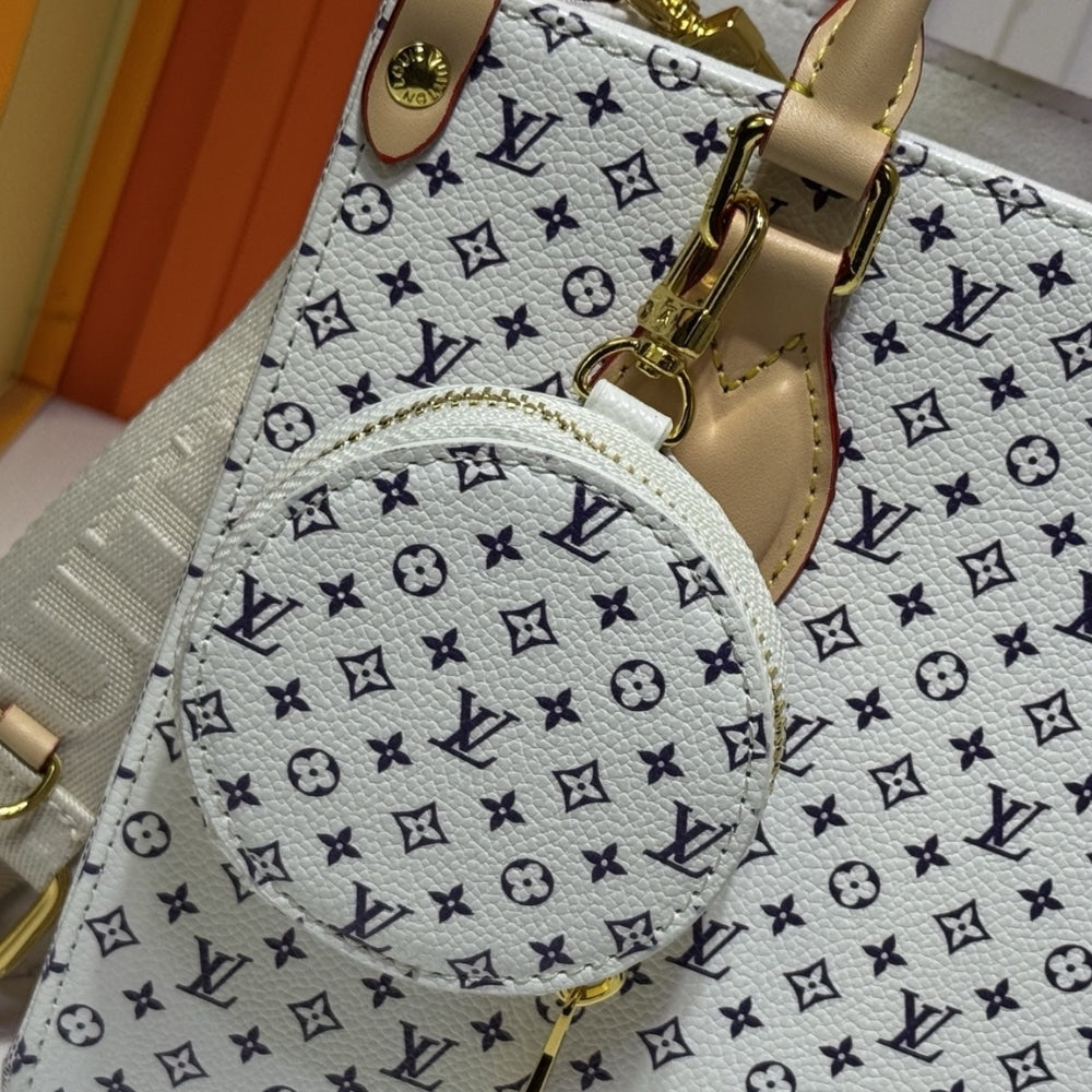 LOUIS VUITTON ONTHEGO PM AZURE BLUE AND SAND 25CM M15138