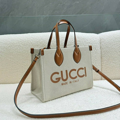 GUCCI MEDIUM TOTE BAG WITH GUCCI PRINT BEIGE 28CM 772144 FACUL 8451