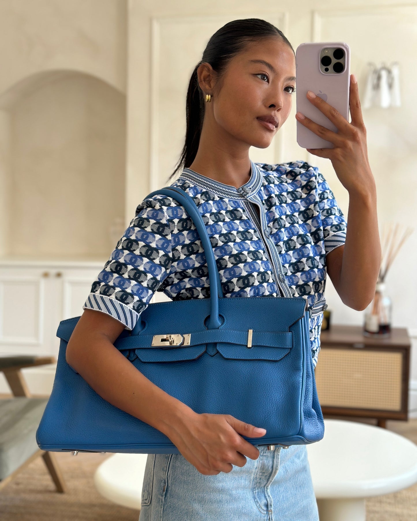 Hermès Shoulder Birkin 42 JPG in Clemence Leather with Palladium Hardware