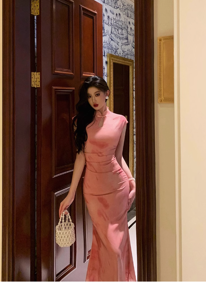 Sexy Mermaid High Neckline Pink 18th Birthday Dress Long Party Birthday Outfits For Women For Women DP0182