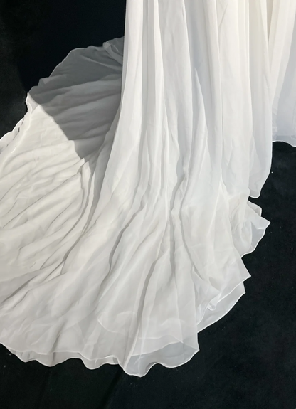 Vintage Bridal Gown 1960s A line One Shoulder Sleeveless Chiffon Pleated Beads Long White Wedding Dresses Elegant Bridal Gowns DH1013