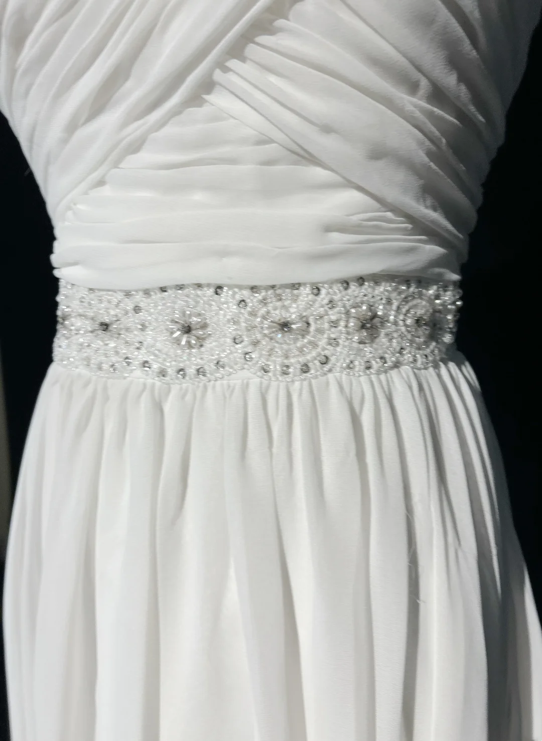 Vintage Bridal Gown 1960s A line One Shoulder Sleeveless Chiffon Pleated Beads Long White Wedding Dresses Elegant Bridal Gowns DH1013