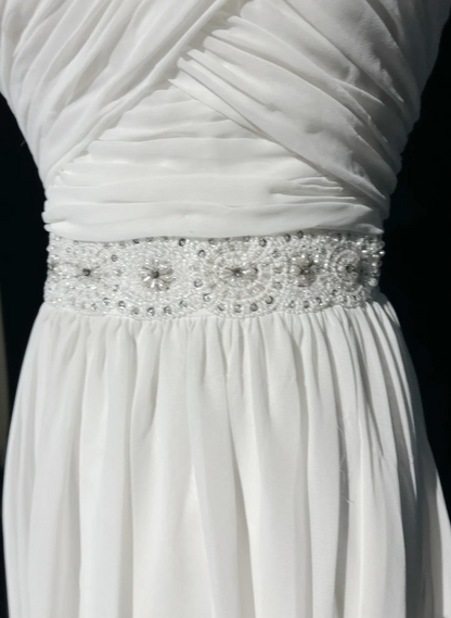 Vintage Bridal Gown 1960s A line One Shoulder Sleeveless Chiffon Pleated Beads Long White Wedding Dresses Elegant Bridal Gowns DH1013