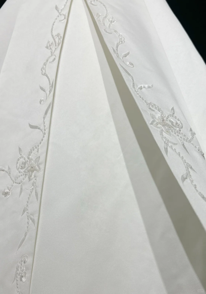 Vintage Bridal Gown 1960s Ball Gown Sweetheart Neck Sleeveless Satin Beads Long White Wedding Dresses Elegant Bridal Gowns DH1016