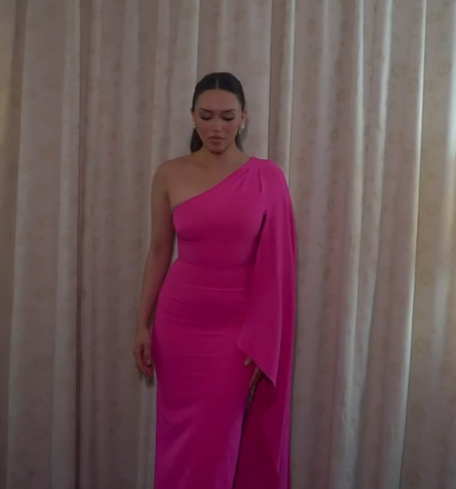 Elegant Sheath One Shoulder Hot Pink Chiffon Long Prom Dresses Party Dress Summer 22th Birthday Outfits 21st Birthday Dresses DH1028