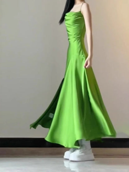 Elegant Mermaid Spaghetti Straps Green Slit Long Prom Dresses Party Dress Summer 22th Birthday Outfits 18th Birthday Dresses DH1050