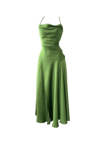 Elegant Mermaid Spaghetti Straps Green Slit Long Prom Dresses Party Dress Summer 22th Birthday Outfits 18th Birthday Dresses DH1050