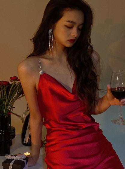 Sexy Sheath Spaghetti Straps Red Satin Mini Short Formal 8th Grade Homecoming Dresses Summer Middle School Hoco Dress Birthday Outfits DH1096