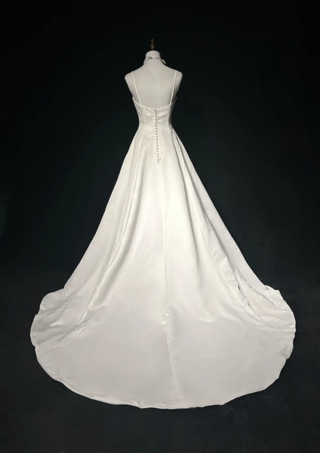 Vintage Bridal Gown 1960s Ball Gown Spaghetti Straps Sleeveless Satin Beads Long White 90s Wedding Dresses Elegant Bridal Gowns DH1101