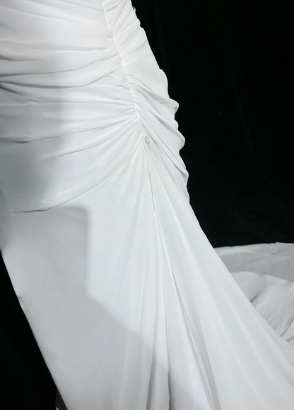 Vintage Bridal Gown 1960s A Line One Shoulder Chiffon Sleeveless Long White 90s Wedding Dresses Elegant Bridal Gowns DH1106