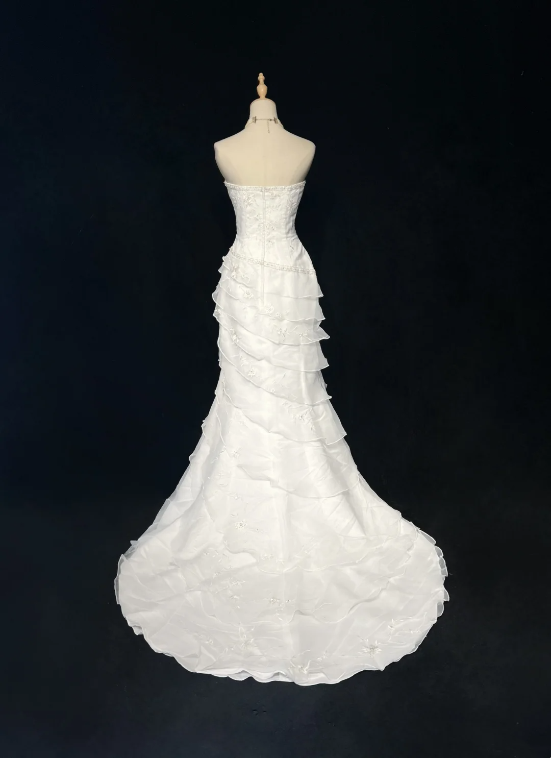 Vintage Bridal Gown 1960s Mermaid Strapless Chiffon Sleeveless Lace Long White 90s Wedding Dresses Elegant Bridal Gowns DH1107