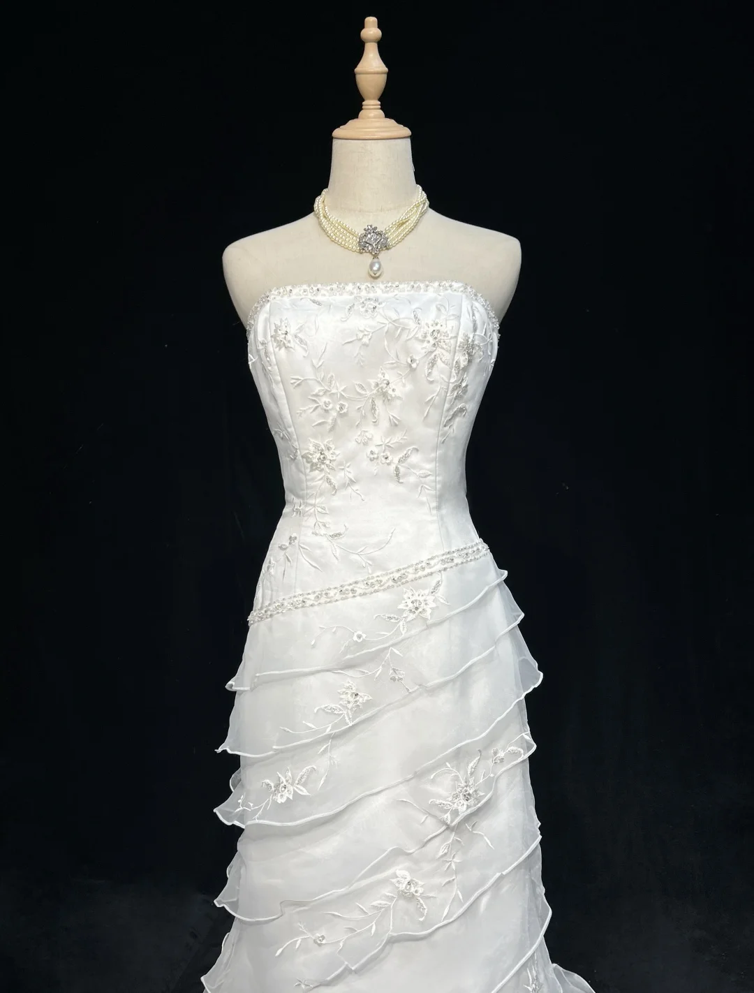 Vintage Bridal Gown 1960s Mermaid Strapless Chiffon Sleeveless Lace Long White 90s Wedding Dresses Elegant Bridal Gowns DH1107