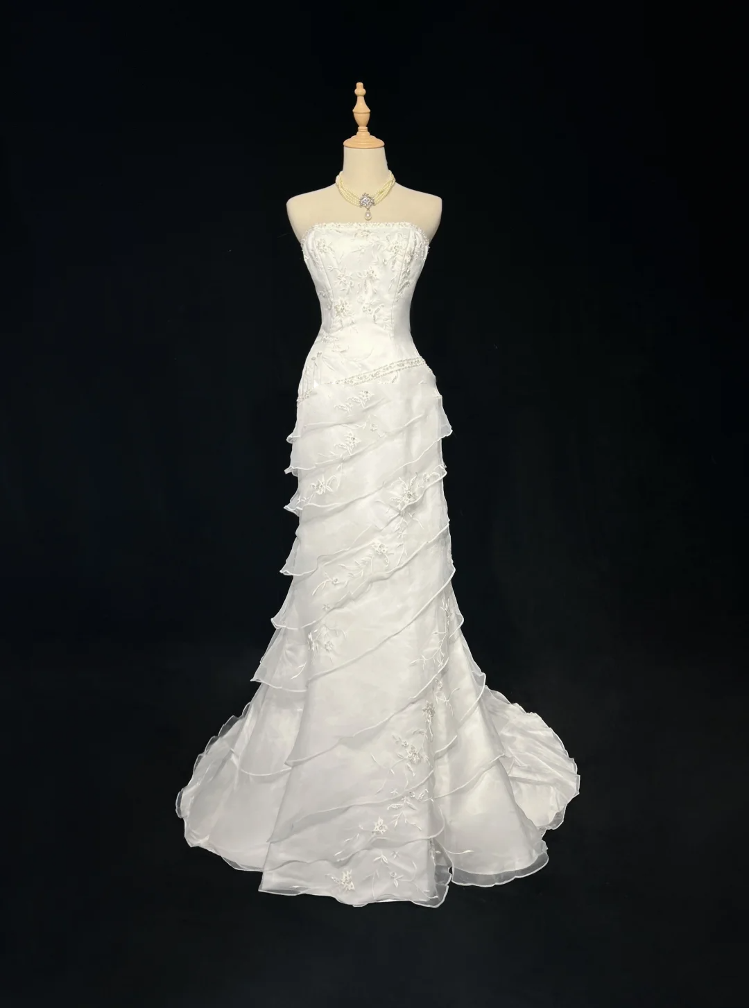 Vintage Bridal Gown 1960s Mermaid Strapless Chiffon Sleeveless Lace Long White 90s Wedding Dresses Elegant Bridal Gowns DH1107