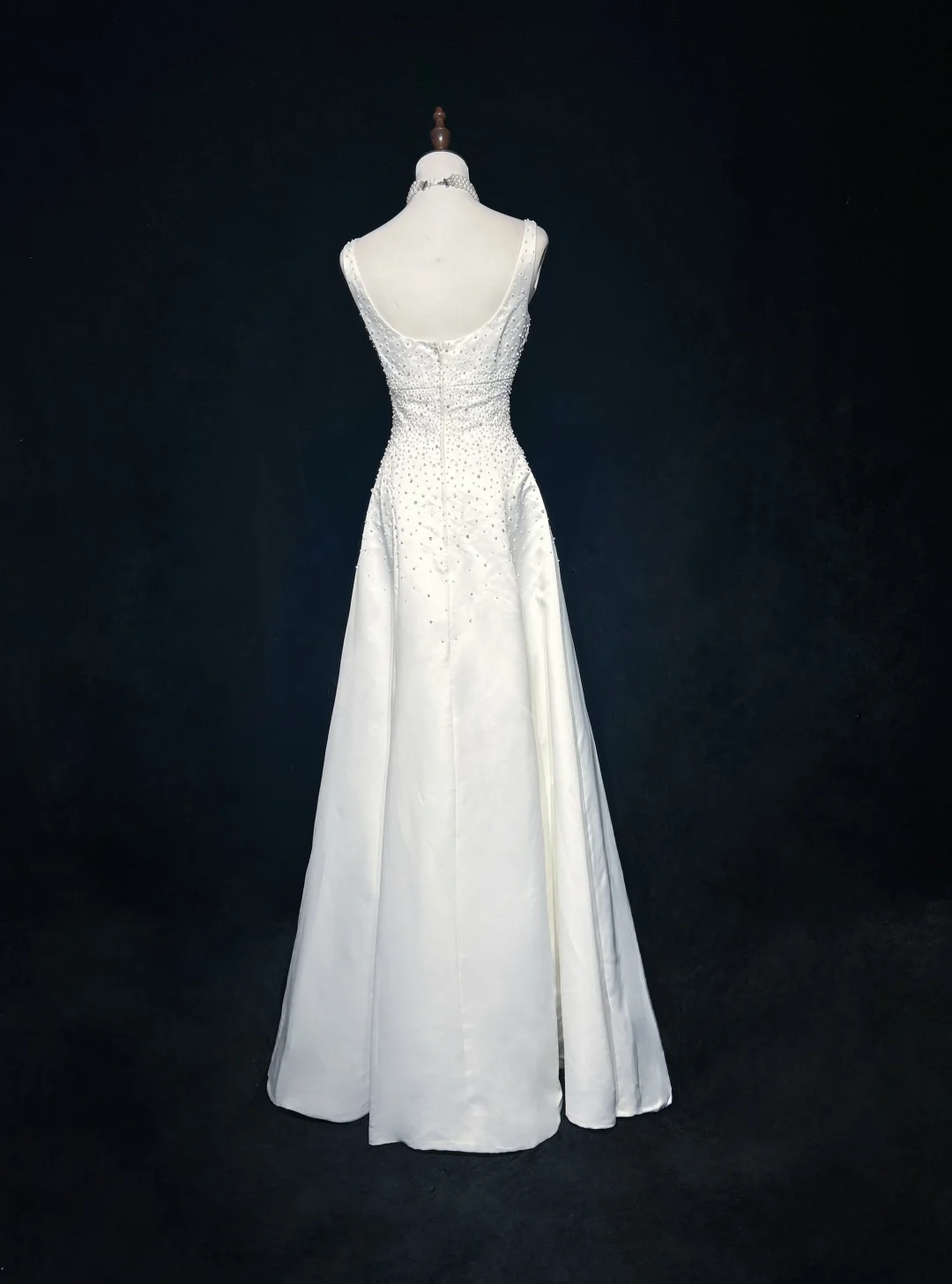 Vintage Bridal Gown A line Square Neck Sleeveless Pearls Beads Long White 70s Wedding Dresses Elegant Bridal Gowns DH1108